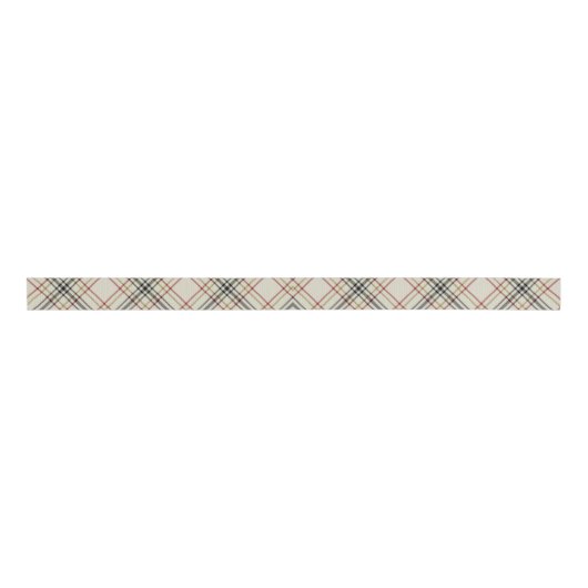 Beige Zwart Rood Diagonaal Plaid 1.5 Inch Grosgrain Lint (Voorkant)