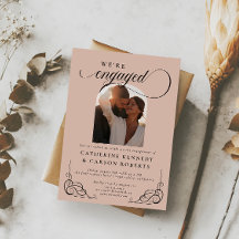 Beige & Zwart Script Kalligrafie Betrokkenheid Par