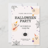 Beige Zwart Sinaasappel Speelse Halloween Party Kaart (Voorkant)