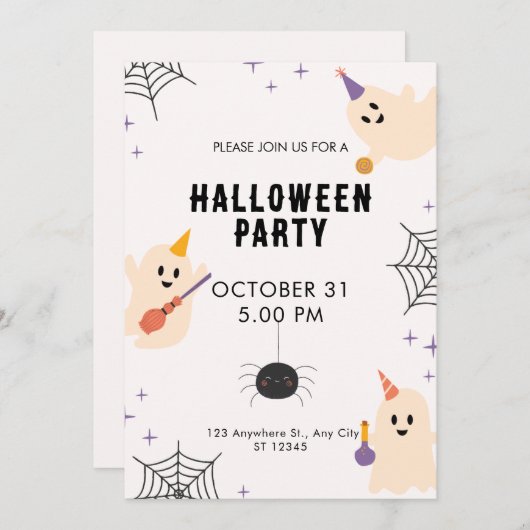 Beige zwart Sinaasappel speelse illustratieve Hall Kaart (Voorkant / Achterkant)