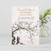 Beige zwart-wit huwelijksuitnodiging kaart (Staand voorkant)