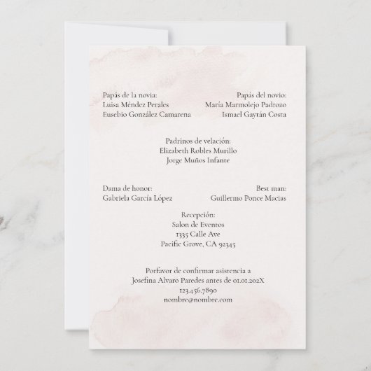 Beige zwart-wit huwelijksuitnodiging kaart (Achterkant)