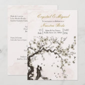 Beige zwart-wit huwelijksuitnodiging kaart (Voorkant / Achterkant)