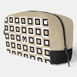 Beige Zwart Wit Midcentury Geometrisch Kunstpatroo Toilettasje