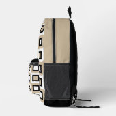 Beige Zwart Wit Mideeuw Geometrisch Kunstpatroon Bedrukte Rugzak (Rechts)