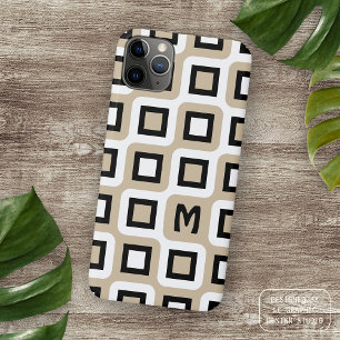 Beige Zwart Wit Mideeuw Geometrisch Kunstpatroon Case-Mate iPhone Case