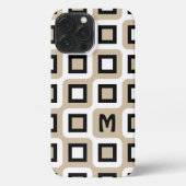 Beige Zwart Wit Mideeuw Geometrisch Kunstpatroon iPhone Hoesje (Achterkant)