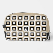 Beige Zwart Wit Mideeuw Geometrisch Kunstpatroon Toilettasje (Voorkant)