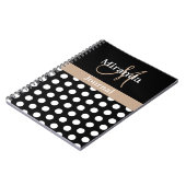 Beige Zwart Wit Polka Dot Monogram Notitieboek (Linkerzijde)
