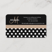 Beige Zwart Wit Polka Dot Monogram Visitekaartje (Achterkant)