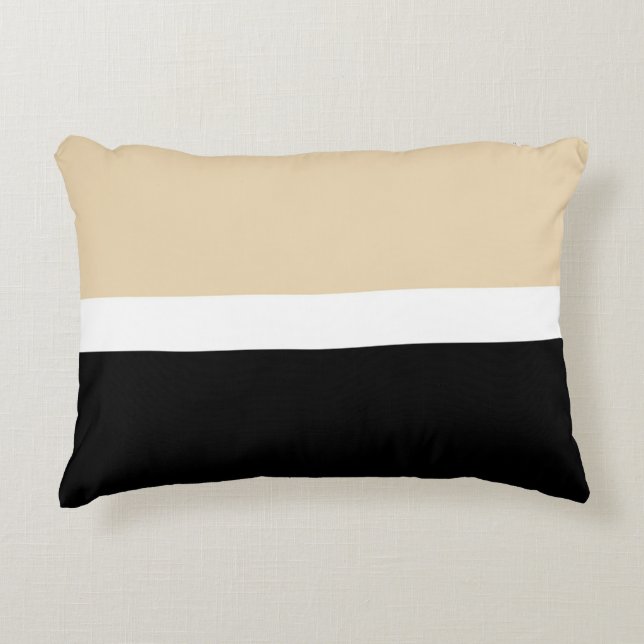 Beige zwarte Abstracte streep Accent Kussen (Voorkant)
