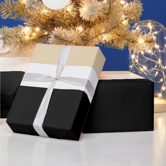 Beige zwarte Abstracte streep Cadeaupapier (Feestdagen)