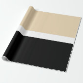 Beige zwarte Abstracte streep Cadeaupapier (Uitgerold)