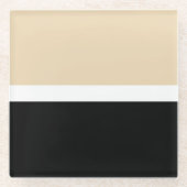 Beige zwarte Abstracte streep Glazen Onderzetter (Voorkant)