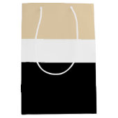 Beige zwarte Abstracte streep Medium Cadeauzakje (Voorkant)