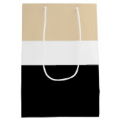 Beige zwarte Abstracte streep Medium Cadeauzakje (Achterkant)