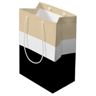 Beige zwarte Abstracte streep Medium Cadeauzakje