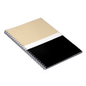 Beige zwarte Abstracte streep Notitieboek (Rechterzijde)