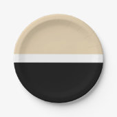 Beige zwarte Abstracte streep Papieren Bordje (Voorkant)