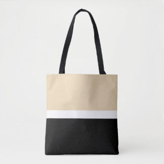 Beige zwarte Abstracte streep Tote Bag