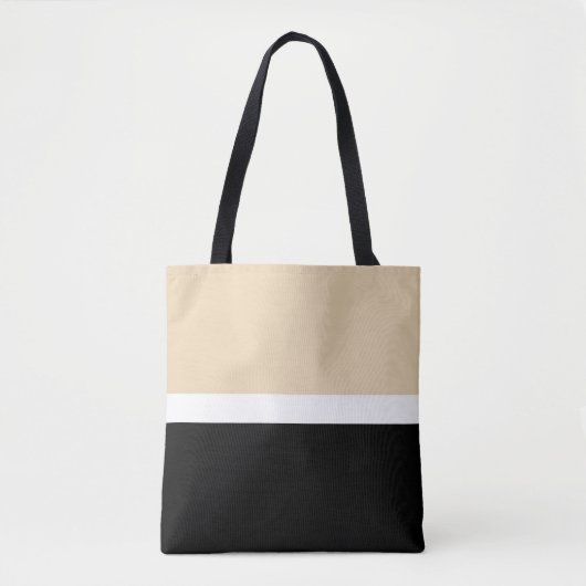 Beige zwarte Abstracte streep Tote Bag (Voorkant)