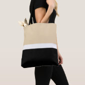 Beige zwarte Abstracte streep Tote Bag (Dichtbij)