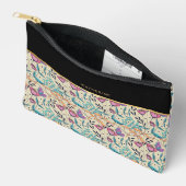 Beige Zwarte Bloemen Patroon Mooie Meisjesachtige Etui (Open)