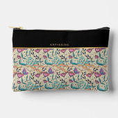Beige Zwarte Bloemen Patroon Mooie Meisjesachtige Etui (Voorkant)