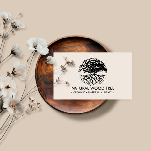 Beige zwarte bosboom visitekaartje