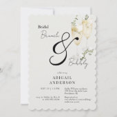 Beige & zwarte bruids brunch & bubbeldouche kaart (Voorkant)