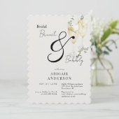 Beige & zwarte bruids brunch & bubbeldouche kaart (Staand voorkant)