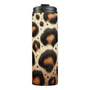 Beige & Zwarte Cheeta-print bont met stippen Thermosbeker