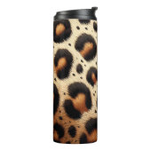 Beige & Zwarte Cheetah Bont Dierenprint Vlekken Thermosbeker (Gedraaid links)