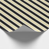 Beige, zwarte en witte strepen cadeaupapier (Hoek)
