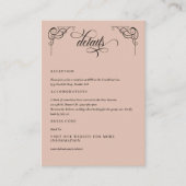 Beige & zwarte kalligrafie bruiloft details informatiekaartje (Voorkant)