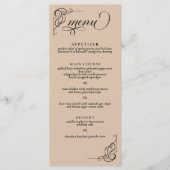 Beige & Zwarte Kalligrafie Bruiloft Receptie Menu (Voorkant)