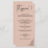 Beige & Zwarte Kalligrafie Bruiloft Receptie Menu (Voorkant / Achterkant)