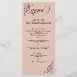 Beige & Zwarte Kalligrafie Bruiloft Receptie Menu