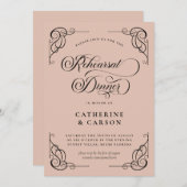 Beige & Zwarte kalligrafie Script repetitie diner Kaart (Voorkant / Achterkant)