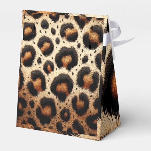 Beige & Zwarte Leopard Bont Dierenprint Vlekken Bedankdoosjes (Achterkant)