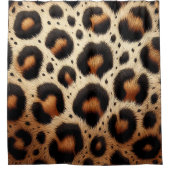 Beige & Zwarte Leopard Bont Dierenprint Vlekken Douchegordijn (Voorkant)