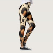 Beige & Zwarte Leopard Bont Dierenprint Vlekken Leggings (Rechts)