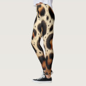 Beige & Zwarte Leopard Bont Dierenprint Vlekken Leggings (Links)