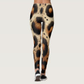 Beige & Zwarte Leopard Bont Dierenprint Vlekken Leggings (Achterkant)