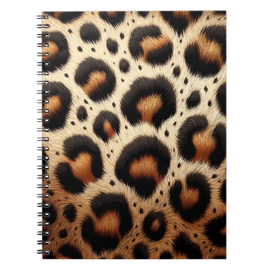 Beige & Zwarte Leopard Bont Dierenprint Vlekken Notitieboek (Voorkant)