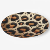 Beige & Zwarte Leopard Bont Dierenprint Vlekken Papieren Bordje (Gekanteld)