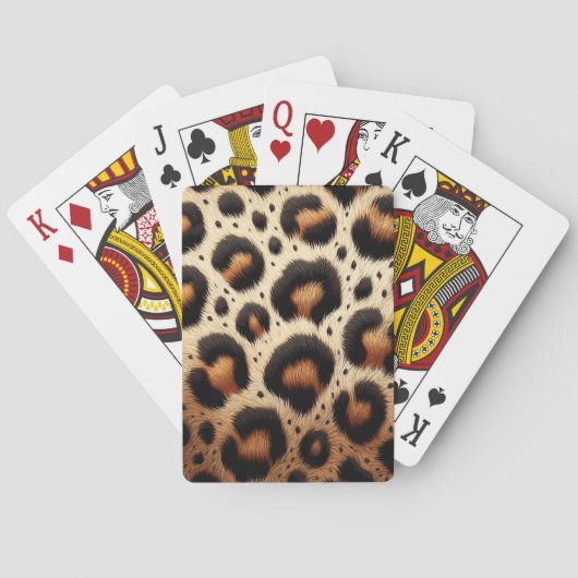 Beige & Zwarte Leopard Bont Dierenprint Vlekken Pokerkaarten (Achterkant)