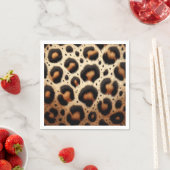 Beige & Zwarte Leopard Bont Dierenprint Vlekken Servet (Insitu)