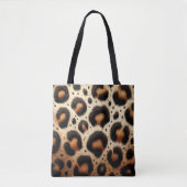 Beige & Zwarte Leopard Bont Dierenprint Vlekken Tote Bag (Voorkant)