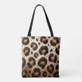 Beige & Zwarte Leopard Bont Dierenprint Vlekken Tote Bag (Achterkant)